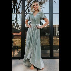 Baltic Born Andi Ribbed Velvet Dress, Dusty Sage